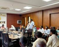 కారేపల్లి రైల్వే భూసేకరణపై కలెక్టరేట్ లో సమావేశం 